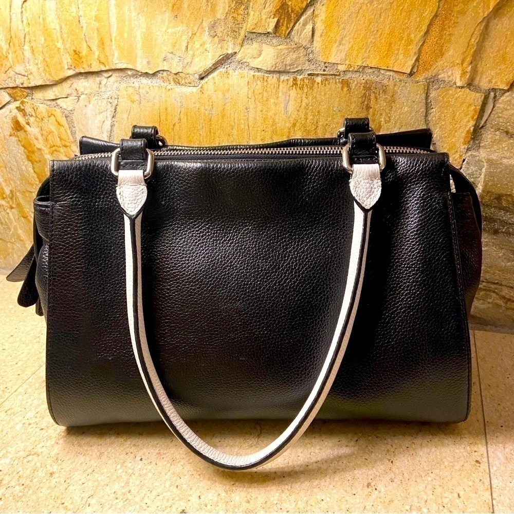 Charles Jourdan leather black and white satchel purse made in France - quality - Picture 5 of 16